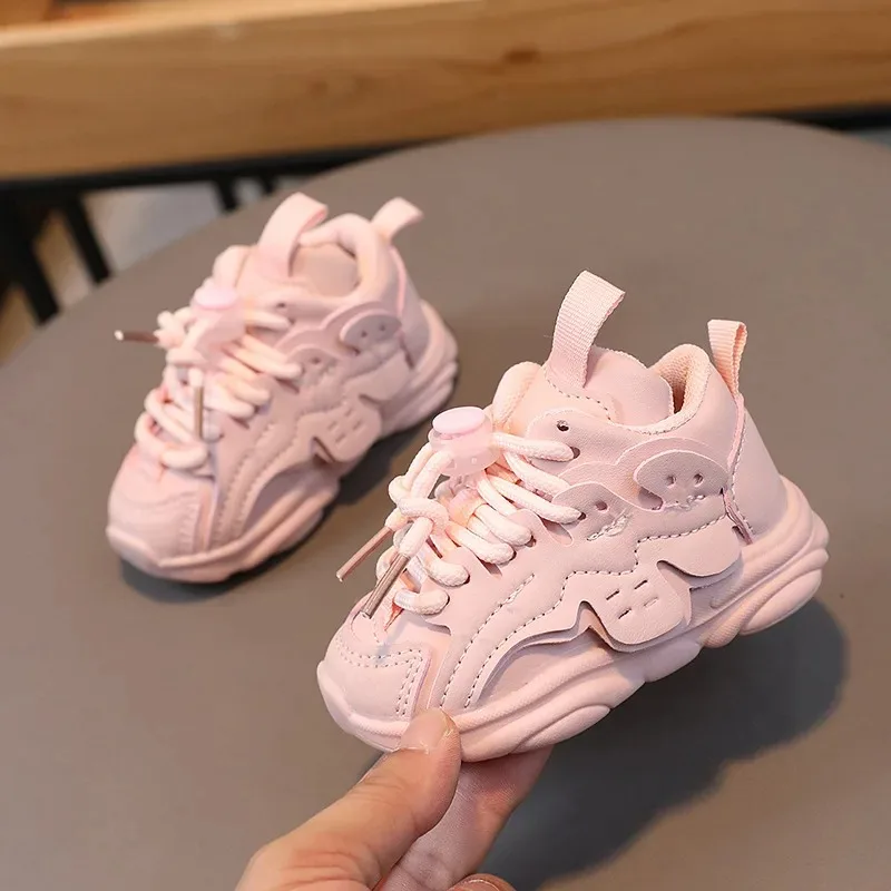 Children Spring Autumn Baby Soft Soled Breathable Sneakers Children Front Lace Up Toddler Shoes Solid Color Daddy Shoes Non Slip