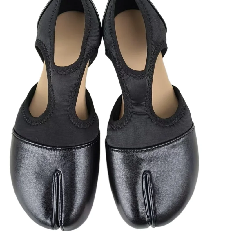Zapatos Mary Jane de Moda para Mujer 2026, Zapatillas de Verano con Punta Dividida, Mocasines Casuales, Sandalias Planas de Ballet Negras de Diseñador