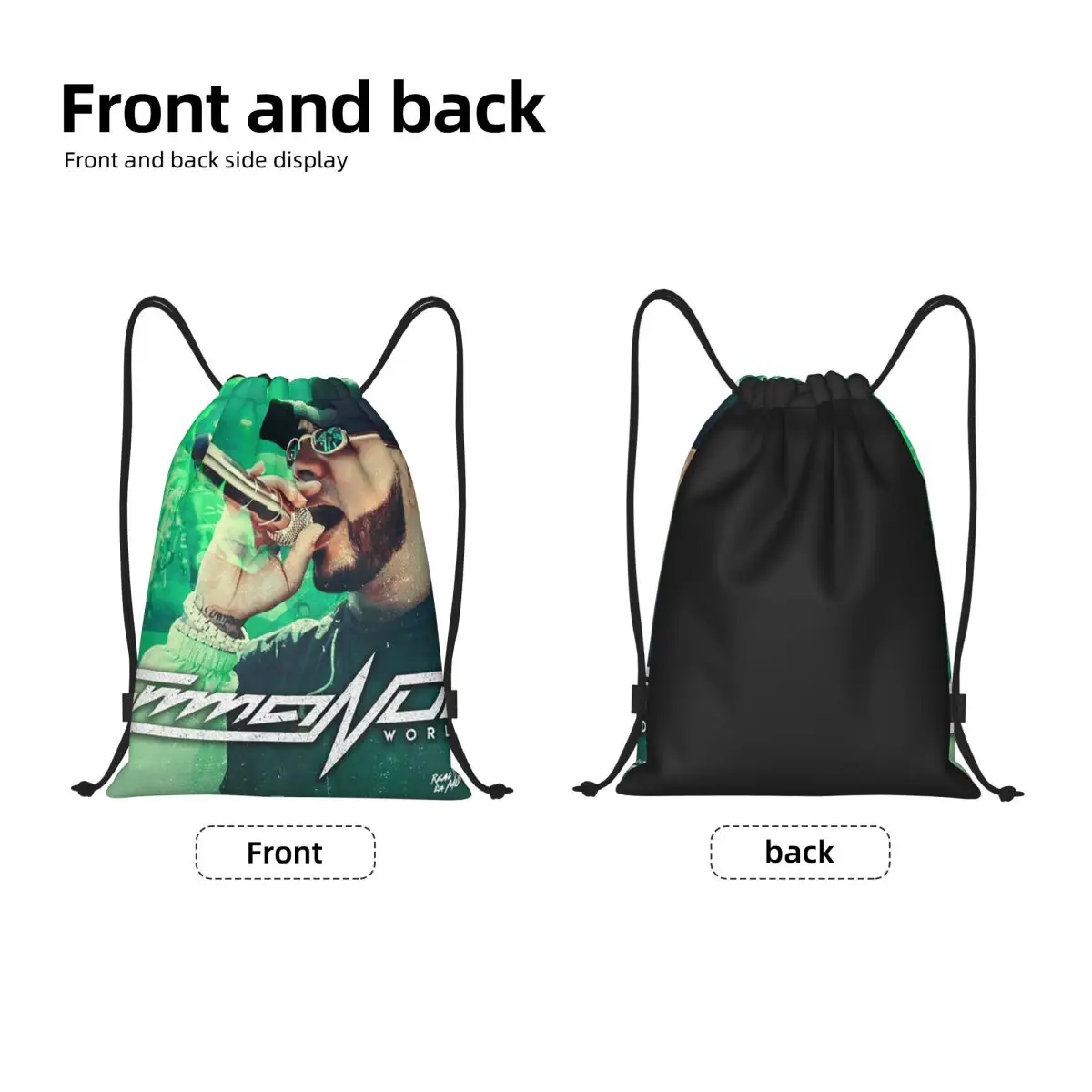 Latin Urban Music Anuel AA Drawstring Backpack Sports Gym Bag for Men Women Shopping Sackpack