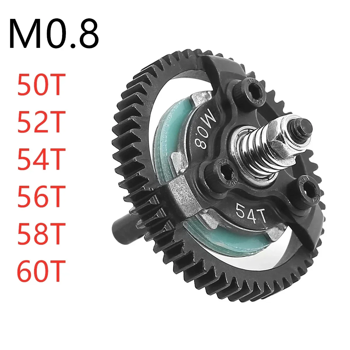 Steel M0.8 50T 52T 54T 60T Spur Gear Slipper Clutch for 1/10 Traxxas Slash 2WD Bandit Rustler Stampede 2WD RC Car Upgrade Parts