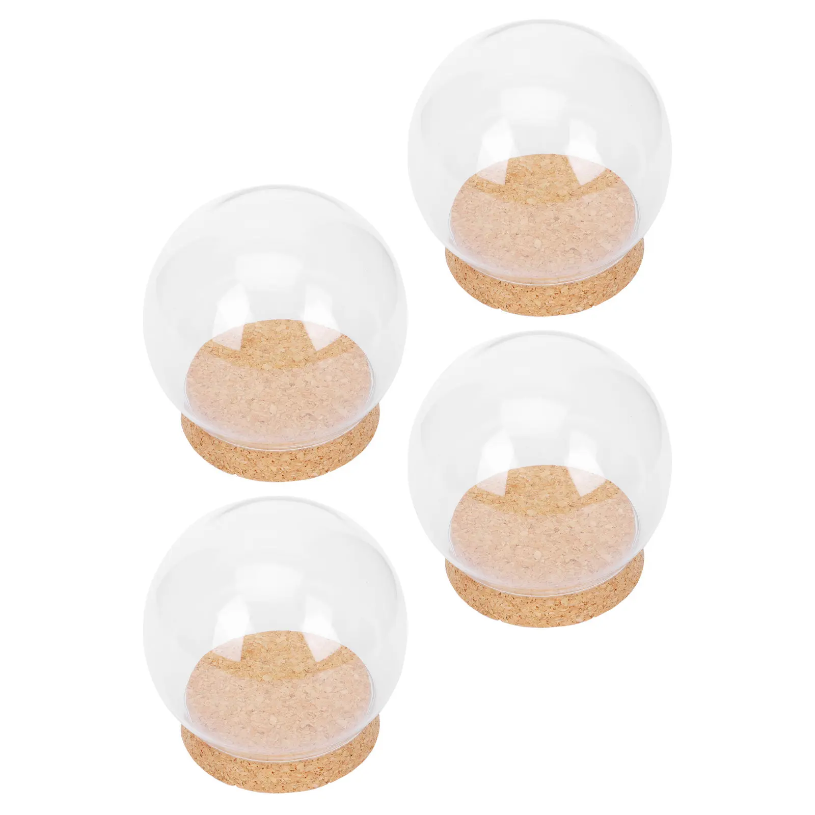 4Pcs Elegant Clear Glass Preserved Flower Cover with Cork Bottom Eternal Flower Display Dome for Banquet Wine Party Home Decor