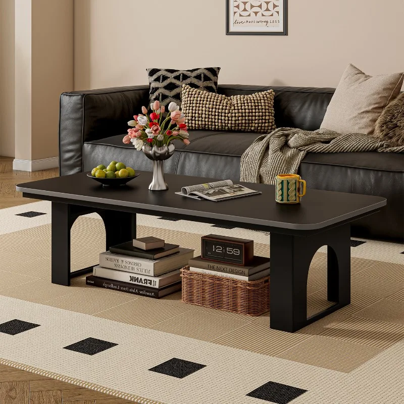 طاولة القهوة المركزية على طراز العصور الوسطى - طاولات القهوة المستطيلة الراقية لغرفة المعيشة | أثاث منزلي فرنسي بسيط FYCT #5