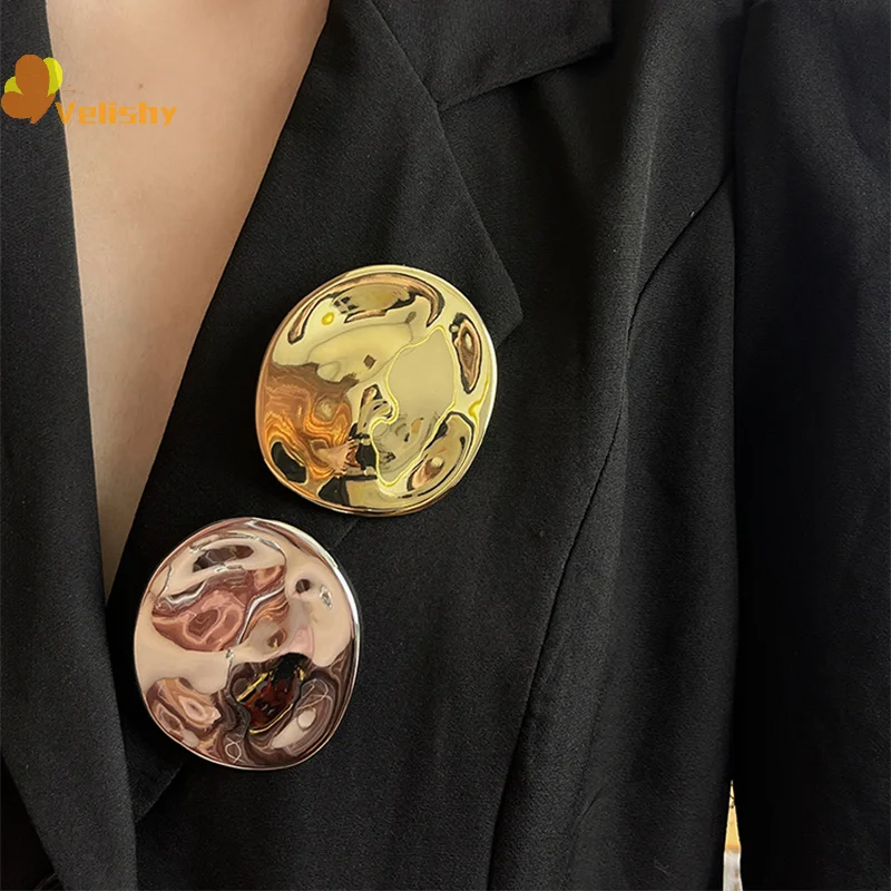 موضة جديدة الحد الأدنى غير النظامية هندسية المعادن غير المستوية مصقول البيضاوي بروش للنساء فتاة هدايا مجوهرات الحفلات #2