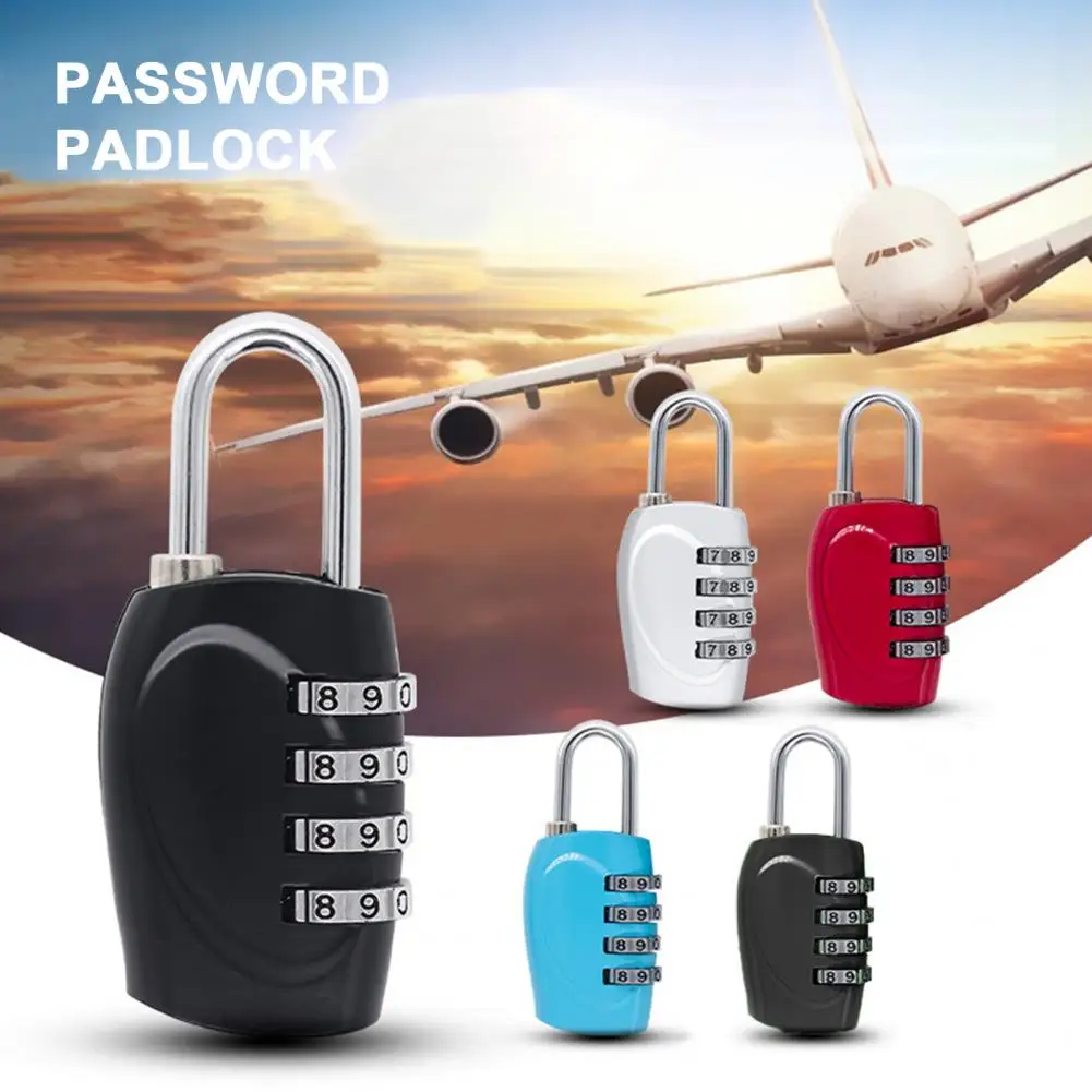 Durable  Good Suitcase 4 Dial Digit Password Lock Padlocks Lightweight Suitcase Padlock Wide Application   Home Supplies
