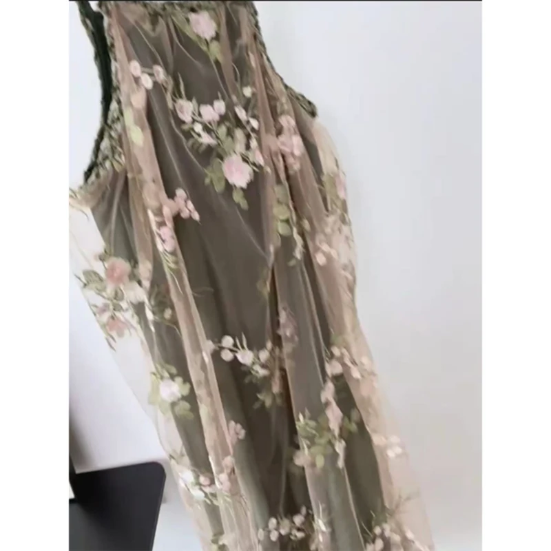 Plus Size Rose Bloemen Afslanken Dr Casual Dames Faion Design Zomer Midi Rok A-lijn Sve Ins Sle Mid Lange Dr