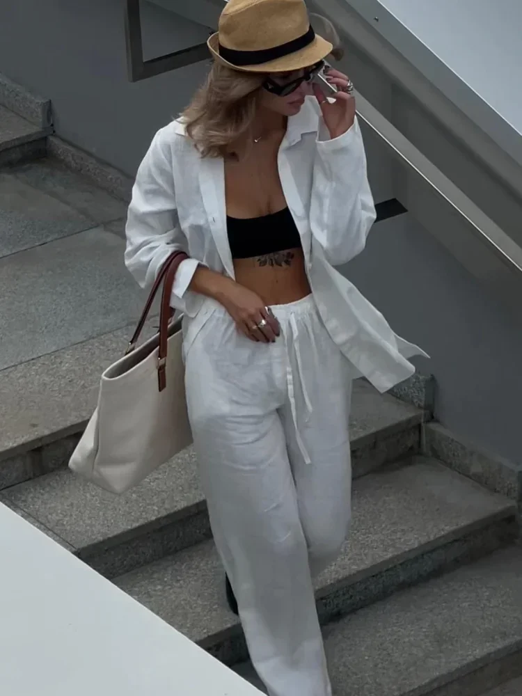 أنيقة الشمس طباعة فضفاض فستان أطفال مع سروال داخلي للنساء عادية التلبيب كم طويل واحدة الصدر قميص دعوى 2025 الصيف سيدة موضة وتتسابق