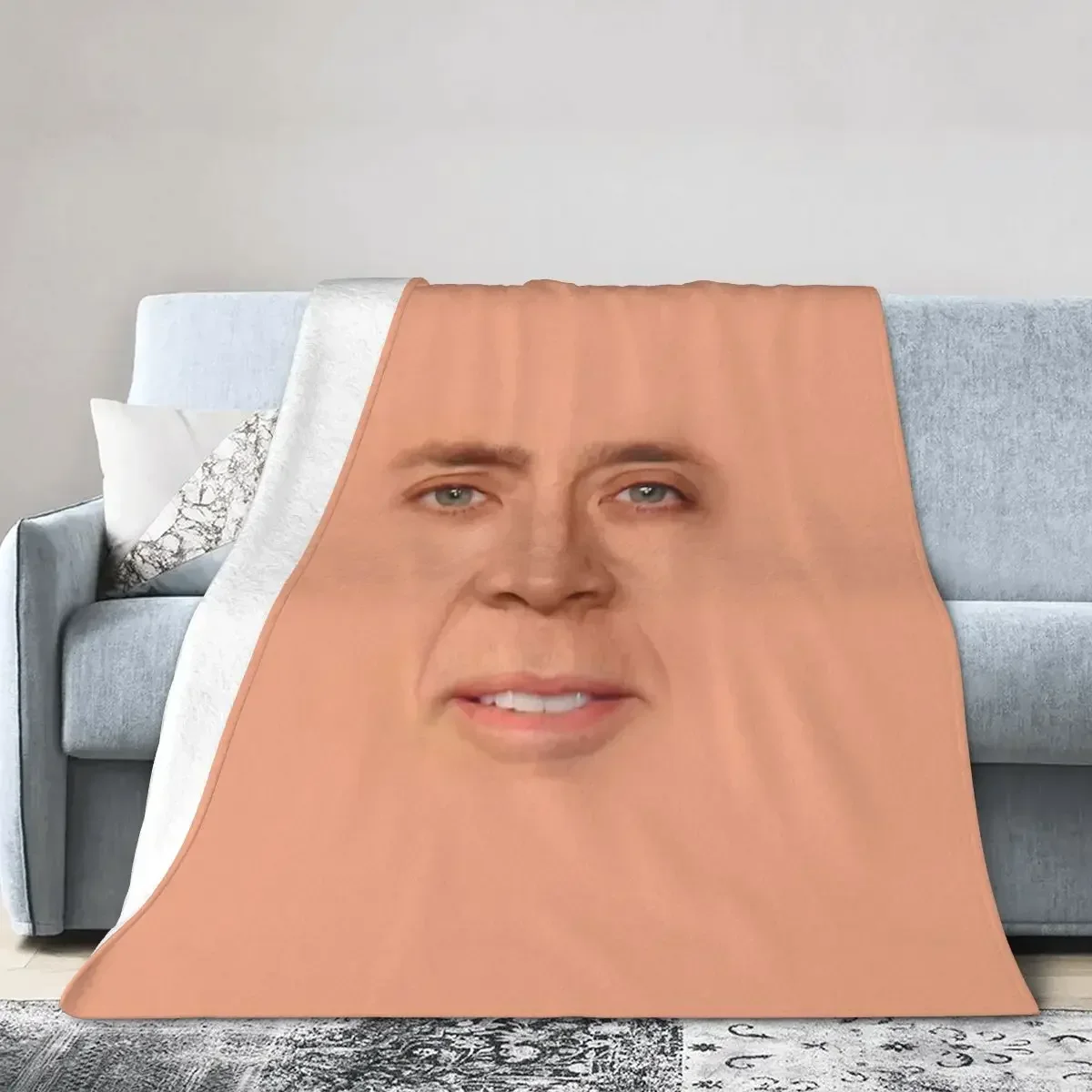 Nicolas Cage Gesichtsüberwurfdecke aus weichem, warmem Flanell für Bett, Wohnzimmer, Picknick, Reisen, Zuhause, Sofa