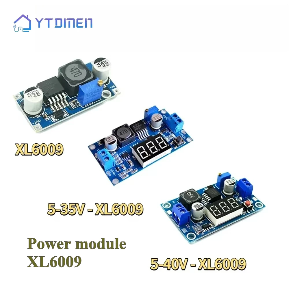 1 peça módulo de impulso xl6009 com display digital de tensão 4a DC-DC conversor de módulo de fonte de alimentação de impulso 5-40v 5-35v saída ajustável
