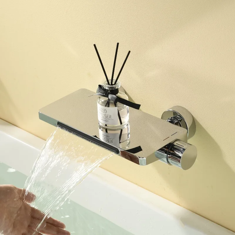 DoLife Store Bathroom Waterfall Bathtub Tap Wall Mount Hot Cold Shower Faucet Complete Set 2026 New Product Colorful Pink