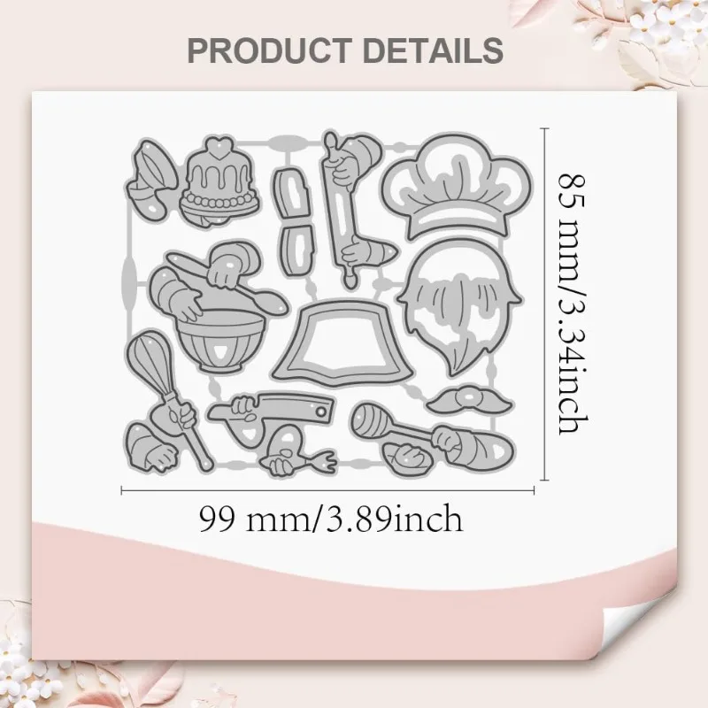 Cook Gnome Metal Carbon Steel Cutting Dies Cooking Dwarf Cutting Dies Stencil for DIY Crafts Grill Gnome Background Metal