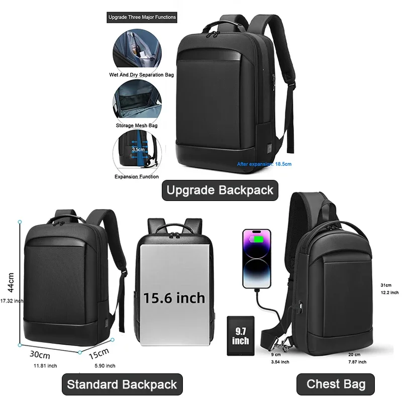 SWISS MILITARY New Design Business Backpack Men Casual Travel Multifunctional Black Backpack Fashion Male Laptop Bag Mochila