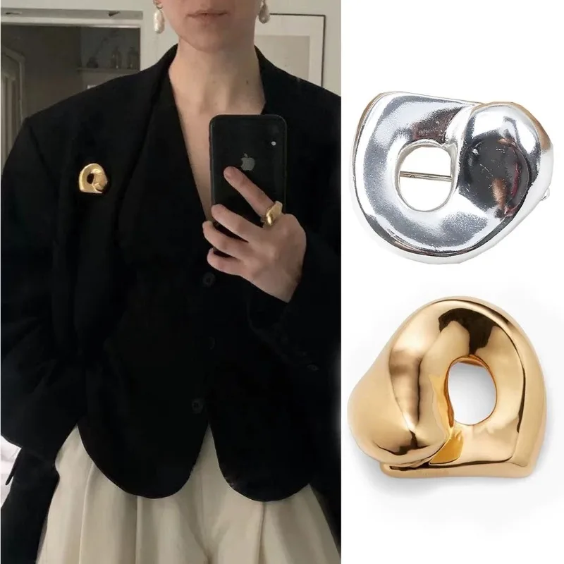 Design di nicchia francese Forma convessa concava geometrica estremamente semplice Design versatile e compatto Accessori per spille stile Ins