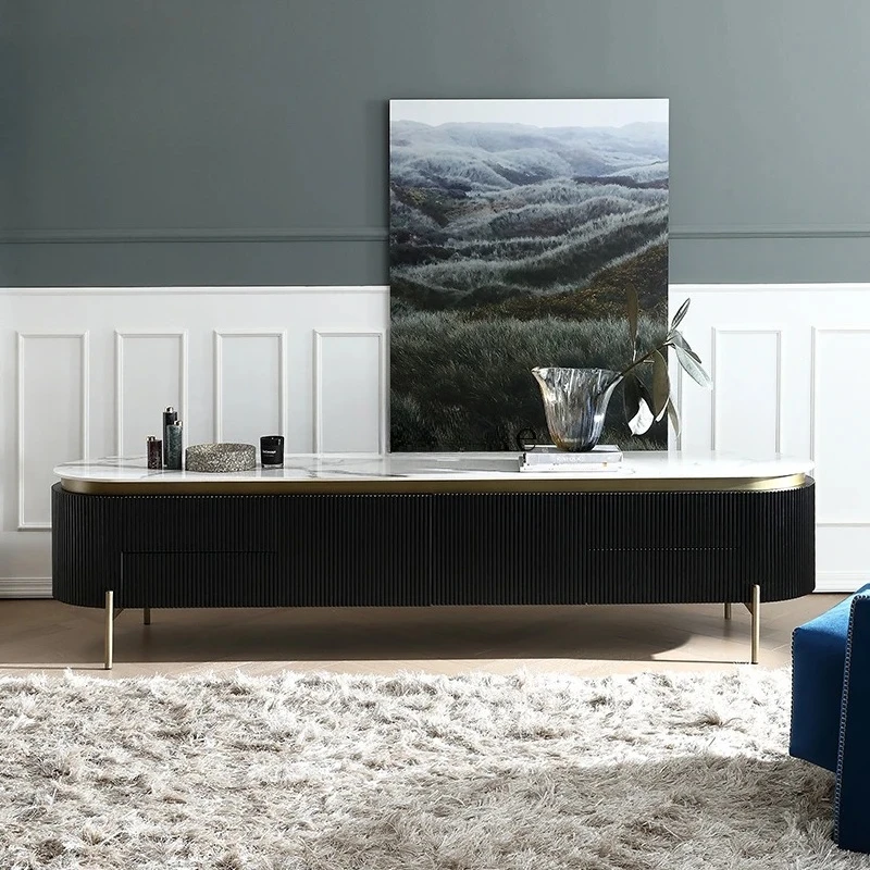 

Italian high-end rock panel TV cabinet, simple living room audio-visual cabinet