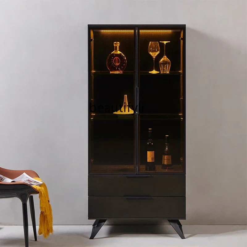 Italian Minimalist Wine Cabinet Wine Rack Wall Display Cabinet Light Luxury Restaurant Glass Locker