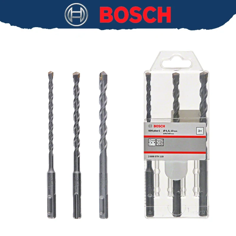BOSCH 2608579118 SDS-Plus-1 Hammer Drill Bit Set 3PCS 6/8/10mm Masonry Concrete High Performance Drill Tool Attachment