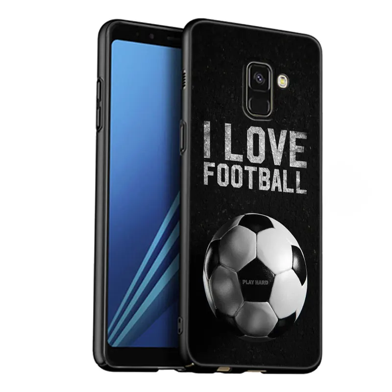 Fire Football Soccer Ball Black Phone Case For Samsung Galaxy A01 A03 Core A04 A10 E A02 A20 A21 A30 A50 S A6 A8 Plus A7 A9 2018