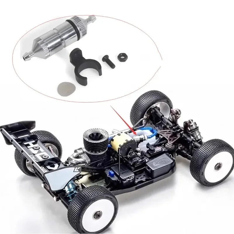 Aluminiumlegierungsöl-Nitro-Kraftstofffilter 1836, für 1/8 Kyosho MP10 MP9 RC Car Upgrade