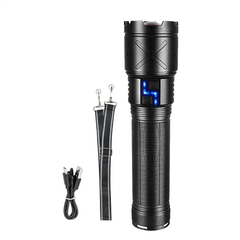 Super Bright LED Flashlight Rechargeable Zoom Torch Long Range Torch Light Camping Fishing Work Lantern
