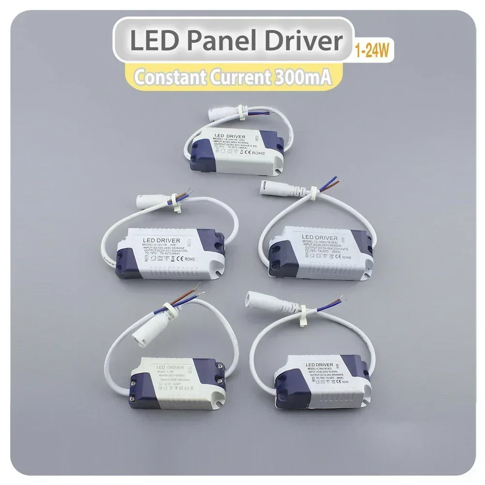 Driver da pannello LED DC 12-24V Potenza di azionamento 300mA Corrente costante 3W 6W 12W 18W 24W Alimentatore LED DC per luci di pannello LED