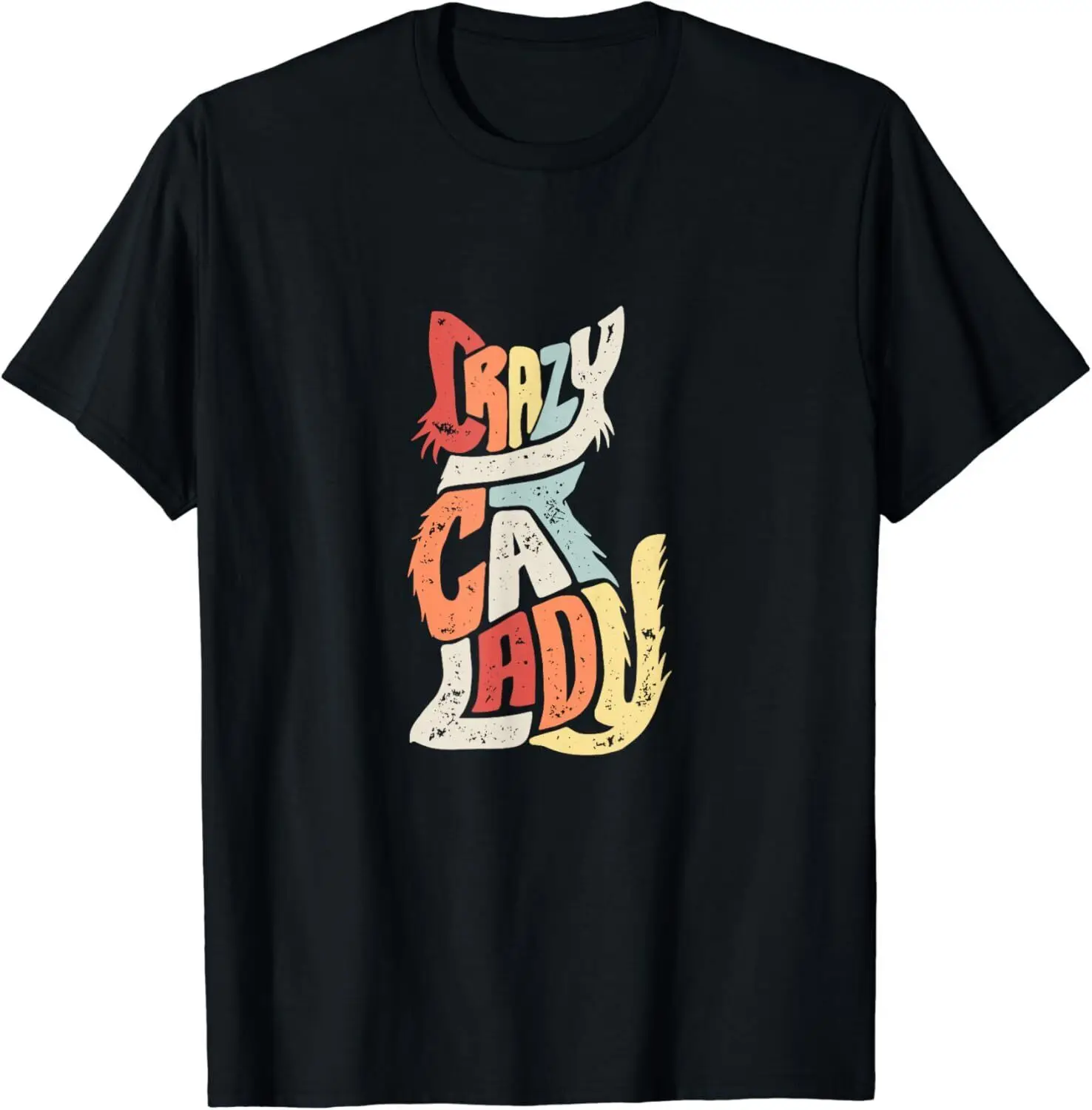 NEW! Vintage Crazy Cat Lady Funny Cat Meow for Men Women T-Shirt