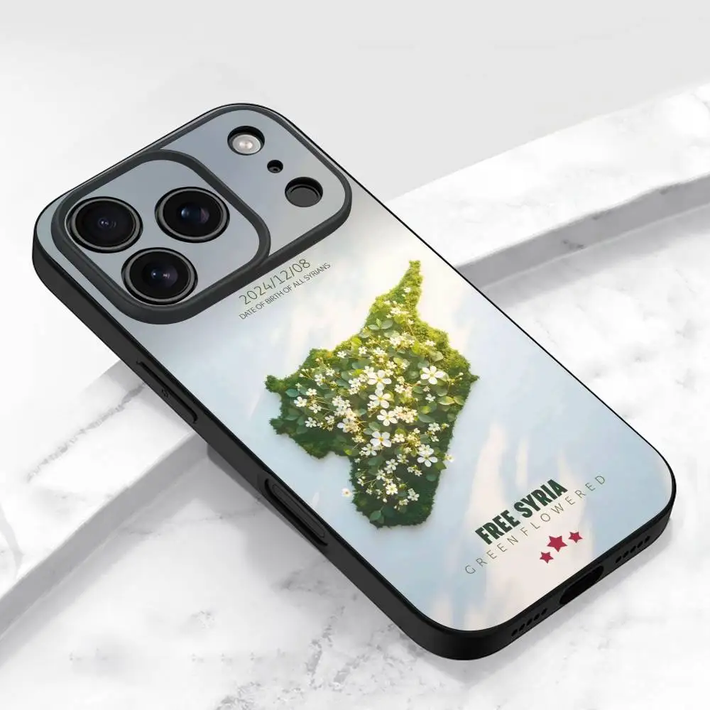 Etui na telefon z flagą Syrii dla iPhone'a 17, 16, 15, 14, 13, 12, 11, Pro, Max, Plus, E, Air, Mini, czarne etui ochronne