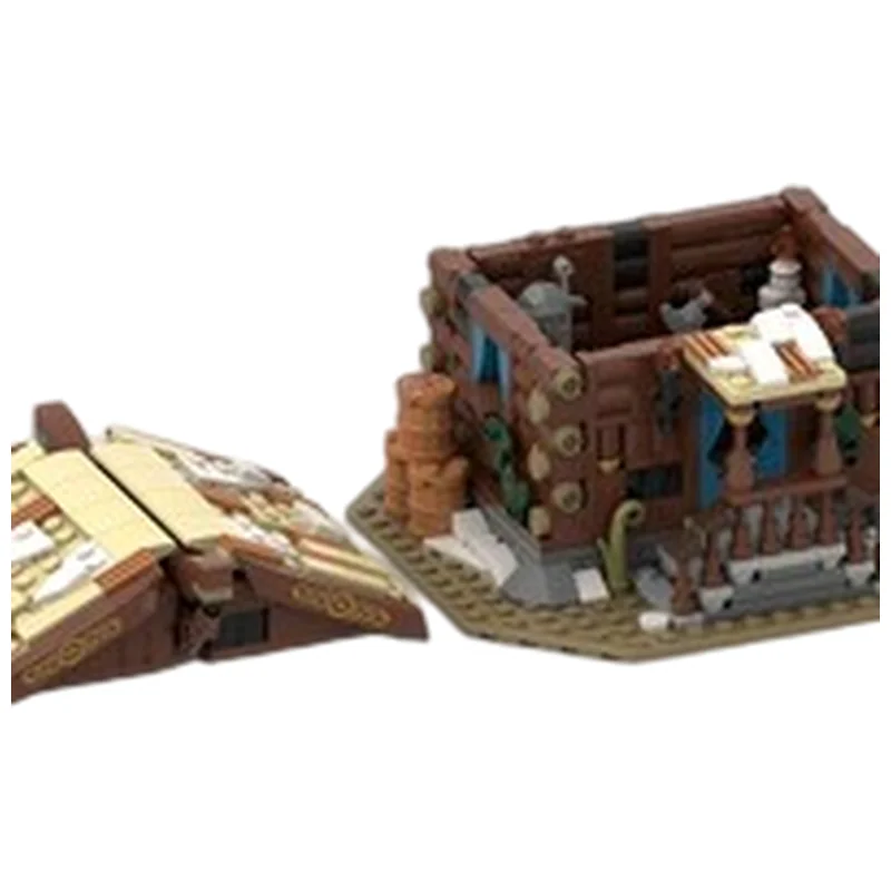 Viking Trading Post MOC Building Blocks Medieval Nordic Market Village Model DIY Brick Set Desktop Collectible Display