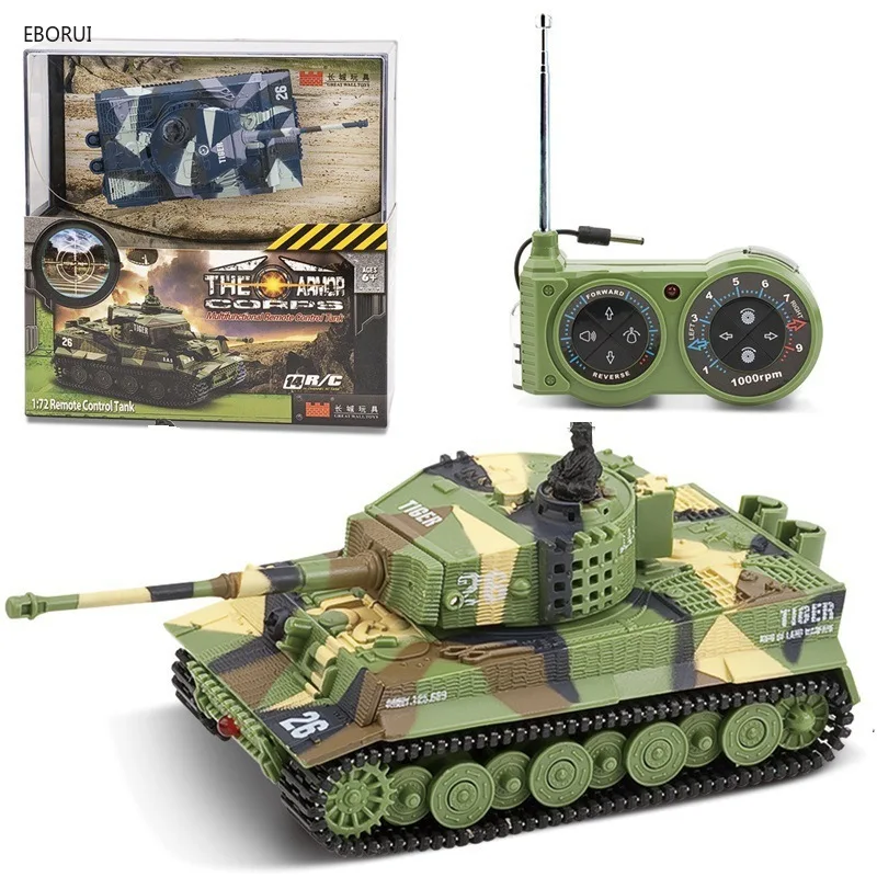 EBORUI 2117 Mini RC Tank 1:72 Radio Remote Control Mini RC German Military Tiger Tank with Sound Gift Toys RTR