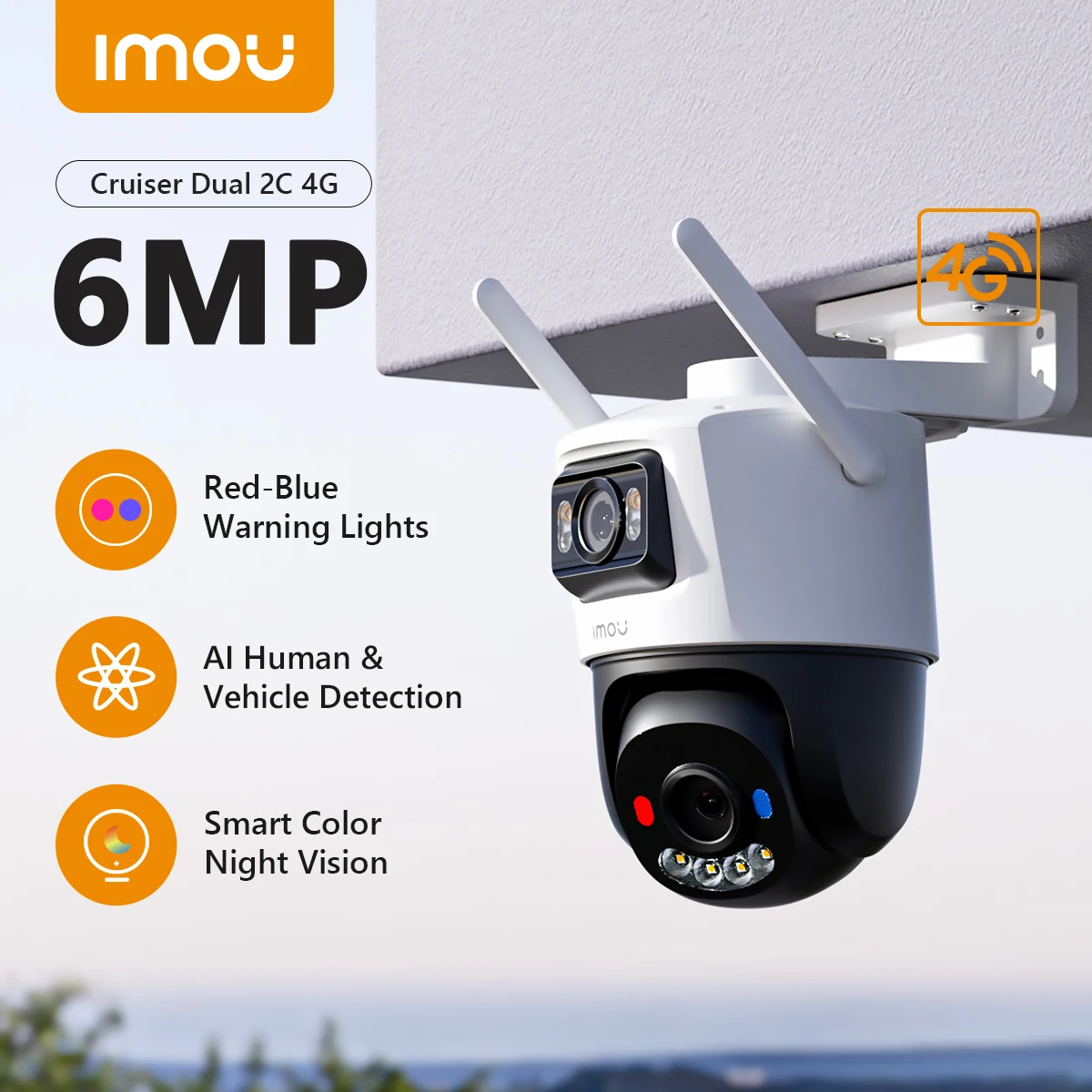 IMOU 6MP Cruiser Dual 2C 4G SIM Solarkamera 360 °   PTZ Außen-Sicherheitskamera WLAN-Netzwerk Akku Solarbetriebene IP-Kamera mit Scheinwerfer