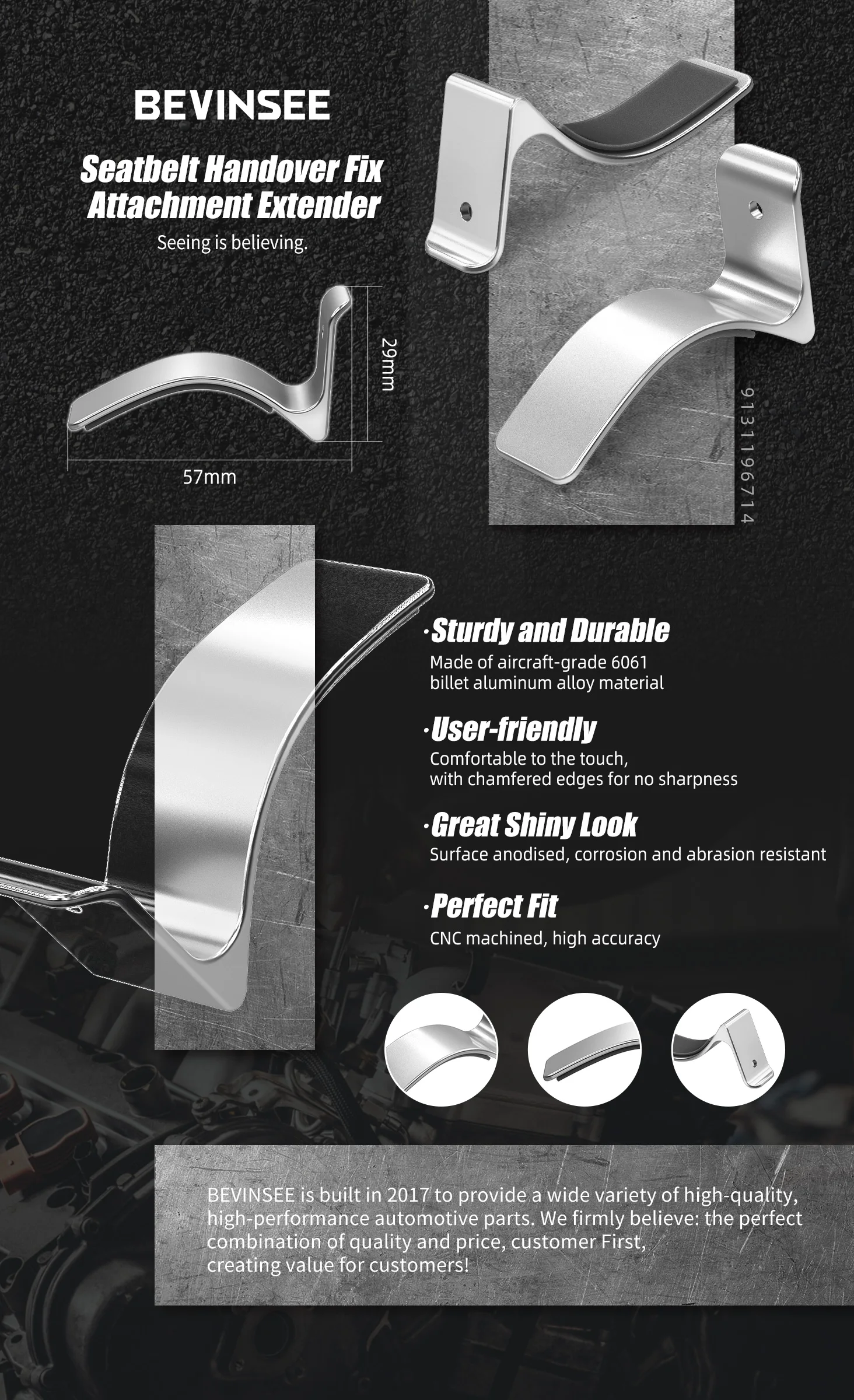 BEVINSEE Sicherheitsgurt-Verlängerung für BMW E92 3er Serie 2005-2013 – Ersatz für Sicherheitsgurtschnalle – Detail 3