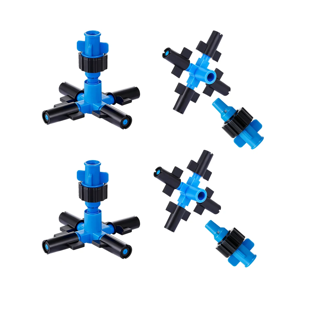 50Pcs Cross-type Mist Nozzle 7.5mm Interface 4-way Garden Greenhouse Farmland Atomization Dust-removal Cooling Watering Sprayer