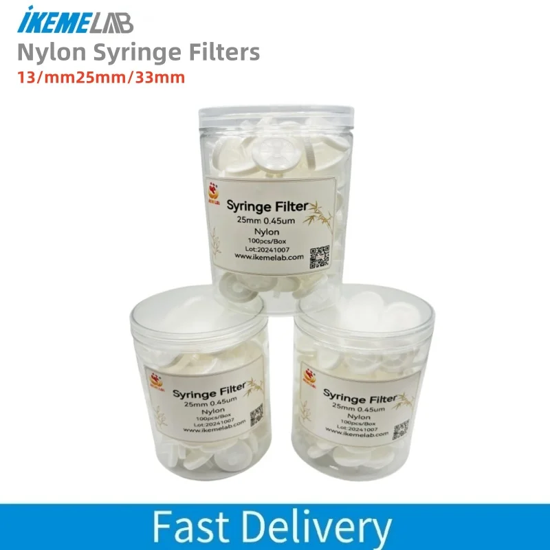 IKEME Laboratory Syringe Filters Nylon 13mm 25mm 33mm Filtration Filter Funnel Disposable Microporous Membrane Filter 0.22um