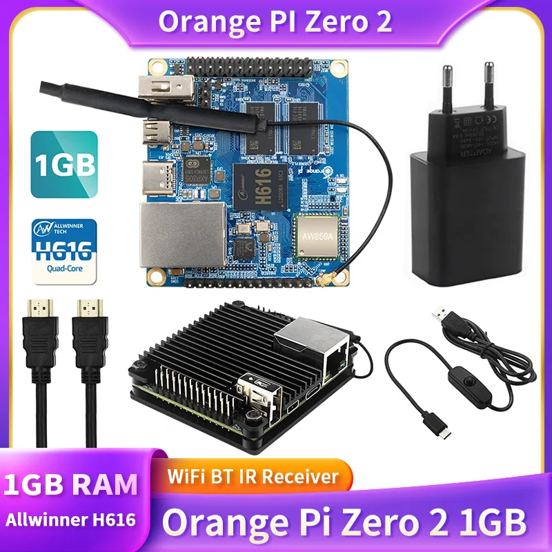 Orange Pi Zero 2 1GB RAM Allwinner H616 Chip WiFi BT ricevitore IR Gigabit Ethernet Run Android 10 Ubuntu Debian OS Single Board