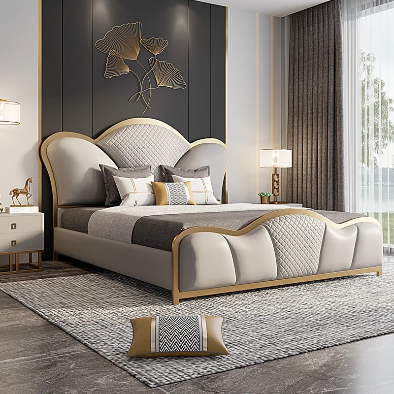 Modern Luxury High Quality Bedroom Furniture Queen Bed Frame King Size Up-holstered Beds Double Beds