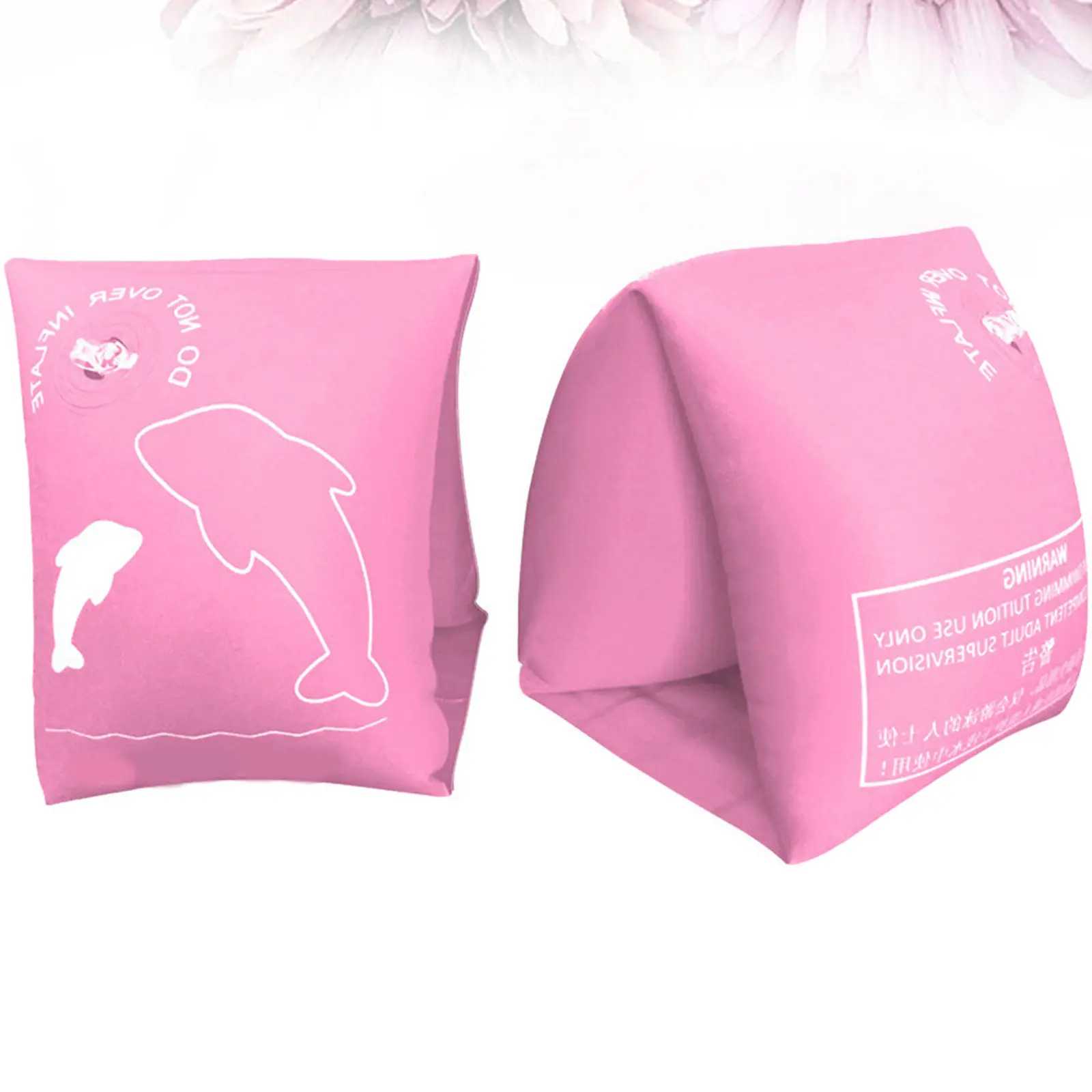 2Pcs Kids Swimming Arm Floating Bands Inflatable Learn-to-Swim Aid High Quality PVC Non-Absorbent Comfort Fit Size L Pink