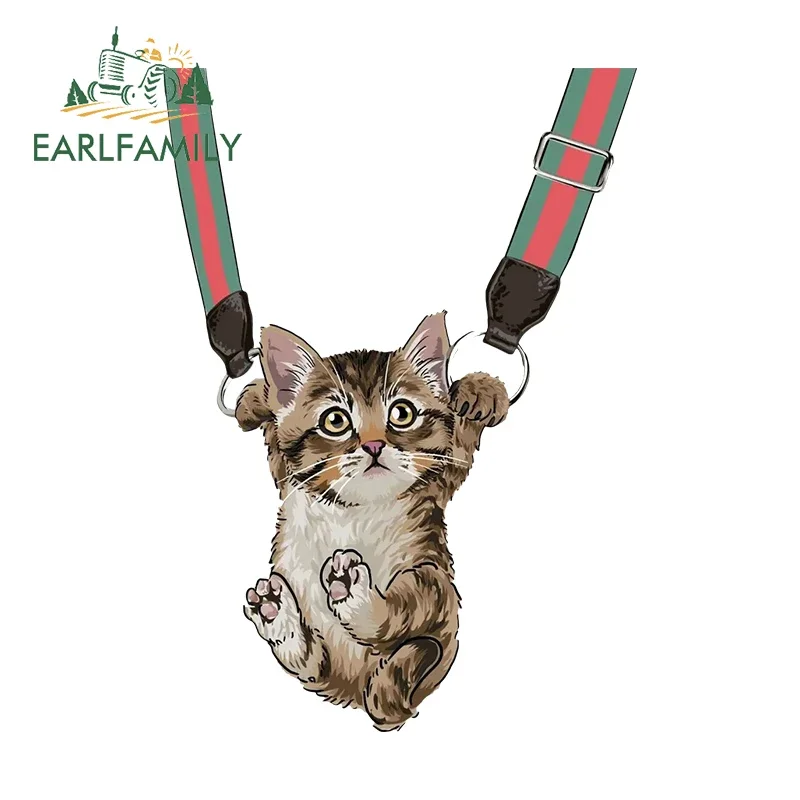 EARLFAMILY 13cm X 9.3cm for Cute Cat Lifting Car Stickers Personality Sunscreen Decor Car Door Protector Creative Windshield