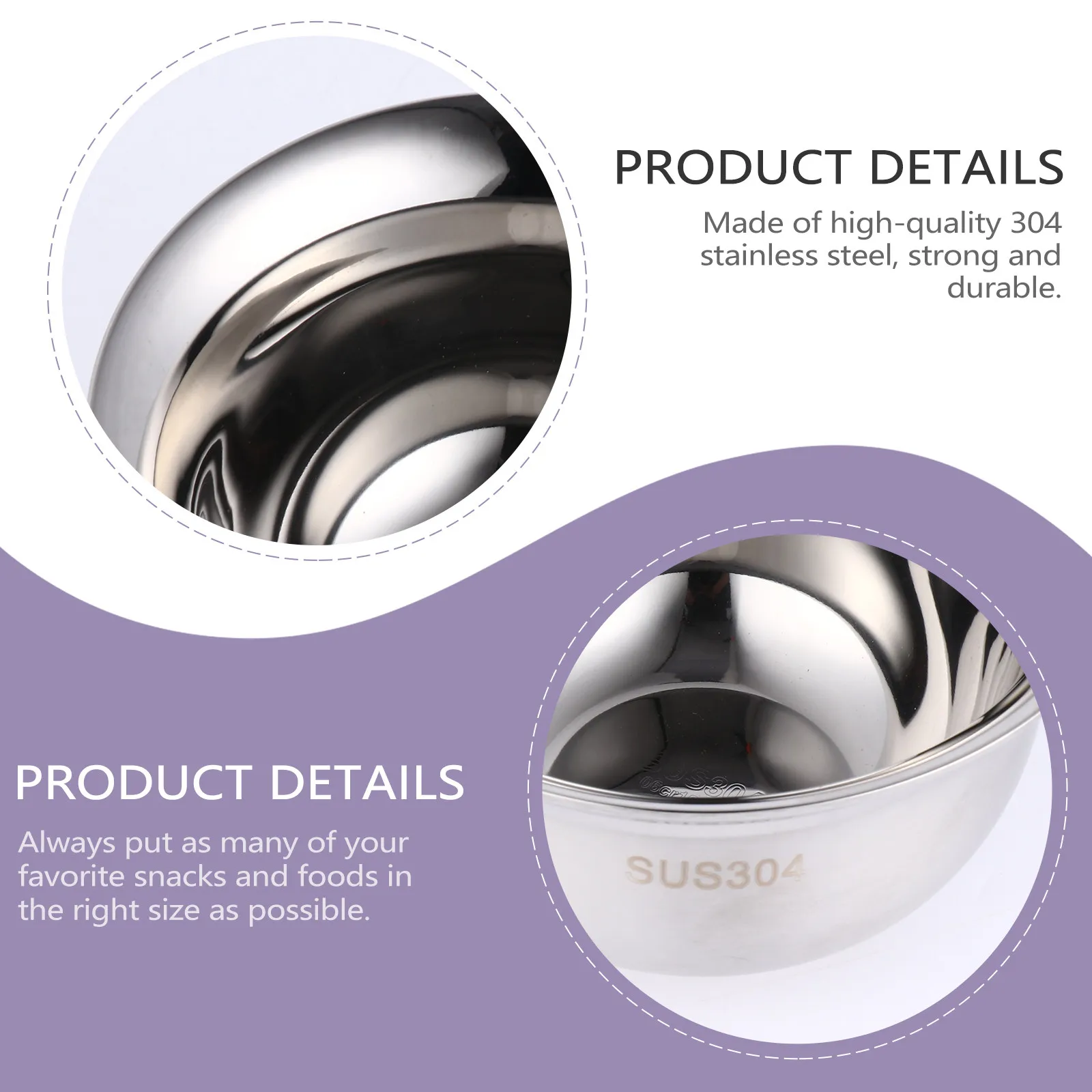 304 Stainless Steel Baby Feeding Bowl Insulated Toddlers Eating Bowls Shatterproof Kids Serving Bowls for Home