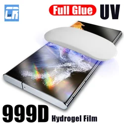 999D Full Cover UV Hydrogel Film For Samsung Galaxy S23 S22 S21 S20 Ultra FE A52S A53 Screen Protector Note 20 Ultra 8 9 10 Plus