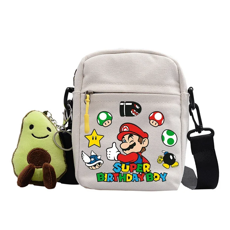 Super Marioes Shoulder Bags Canvas Anime Cartoon Printing Cross-body Bags  Square Pack Fashion Decorations Kids Birthday Gifts