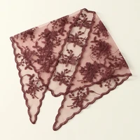 Elegant Lace Scarf Hollow Out Embroidery Foulard Bandana Solid Color Triangular Scarf Thin Vintage HandkerChiefs for Hair Woman 5