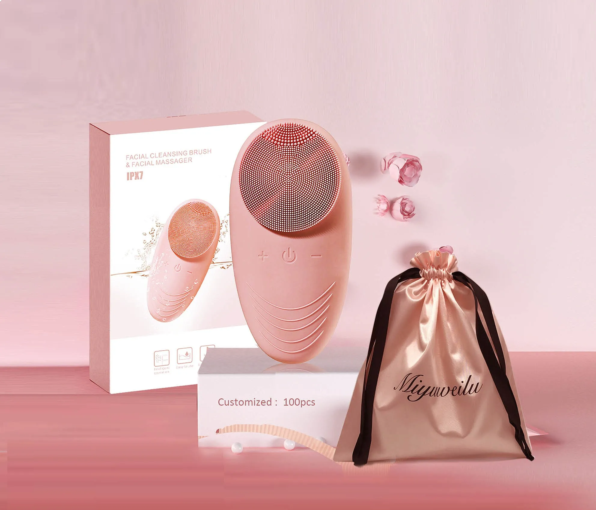 Facial Cleansing Brush Made with Soft Silicone Waterproof Rechargeable Sonic Vibrating Face Brush for Deep Cleansing Home Use