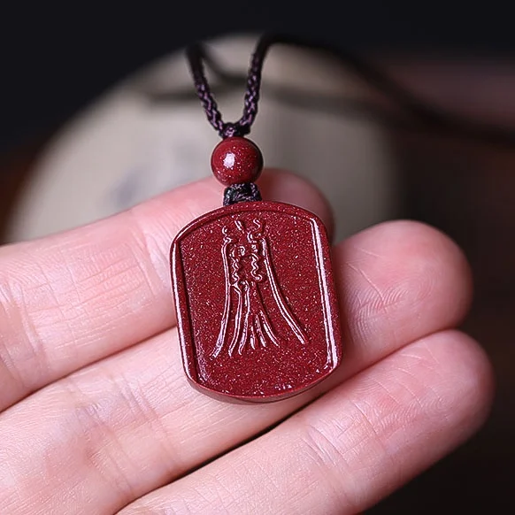 5A Natural Cinnabar Longevity Lock Children Blessing Necklace Pendant Zinnober Genuine Vermilion DIY Jewelry Material