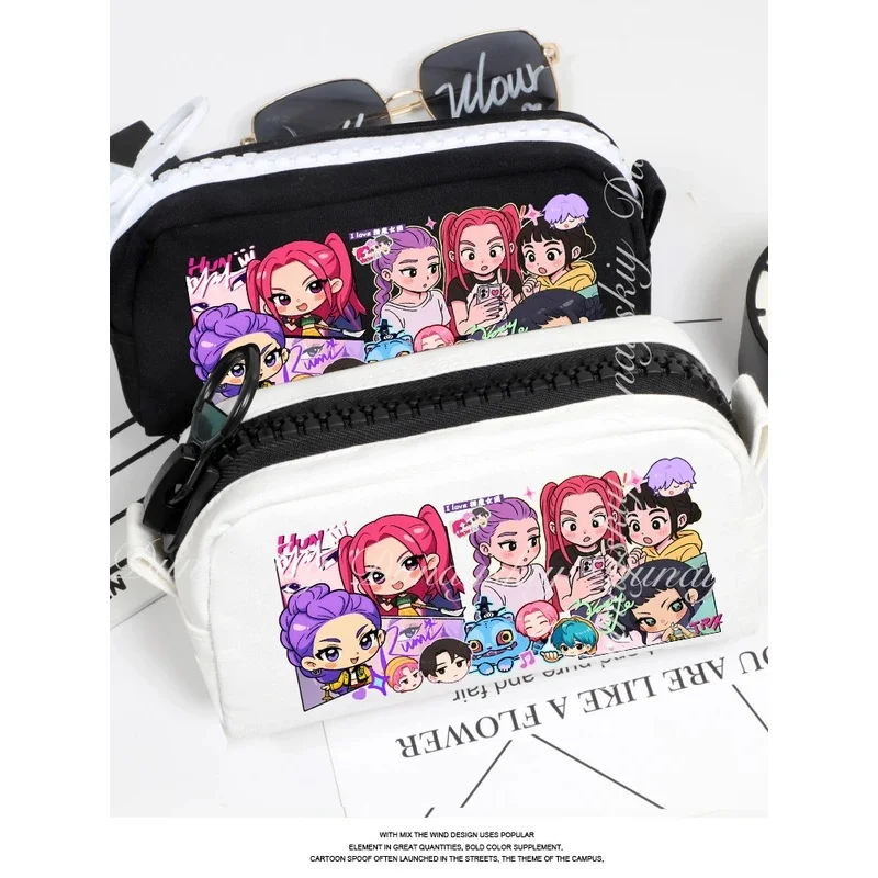 KPop Demon Hunters película Zoey Rumi Mira A estuche para lápices caja de papelería de gran capacidad dos estilos blanco negro disfraz de Cosplay individual