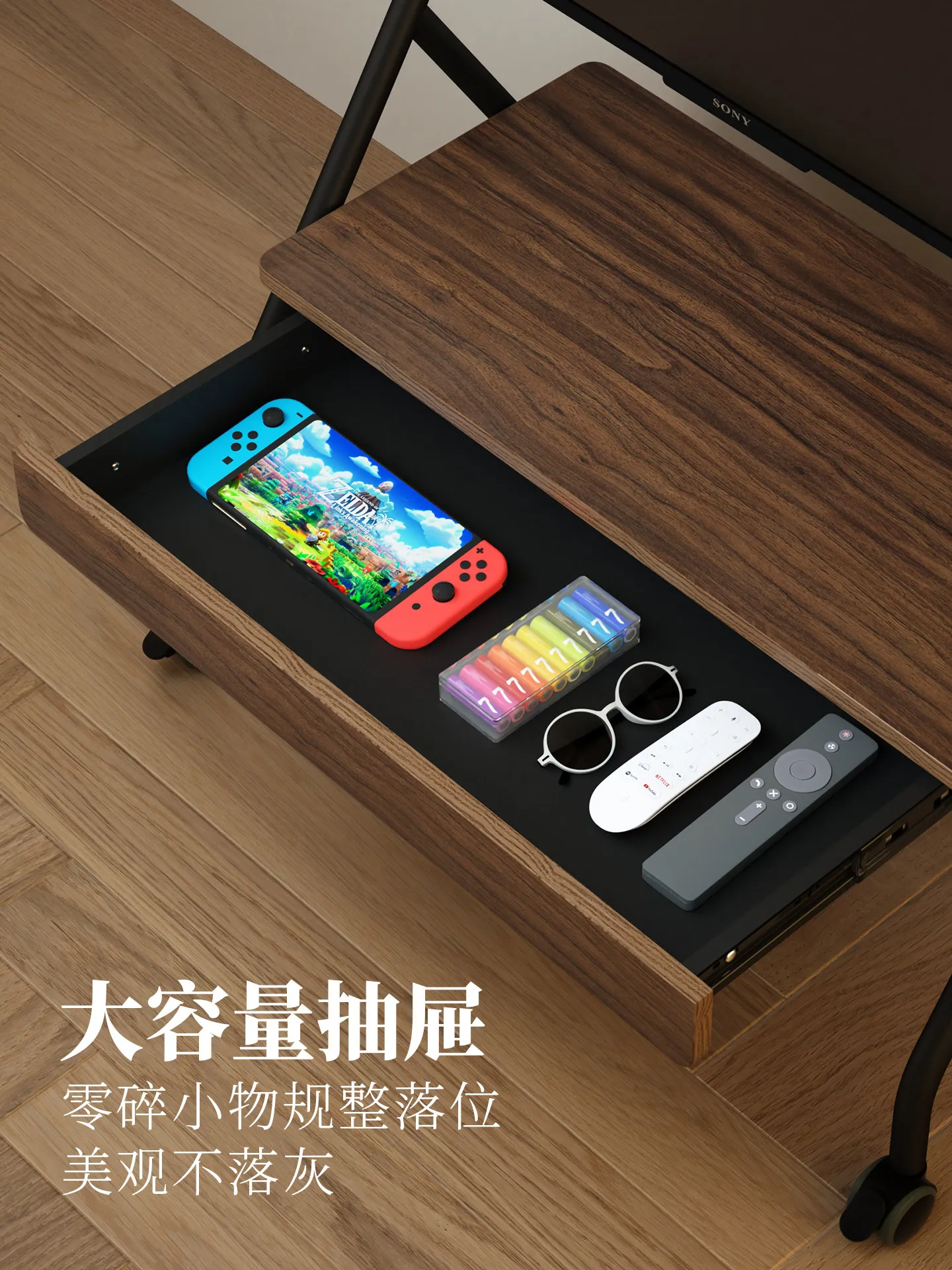 

With drawer mobile TV stand Home floor pulley for TV stand