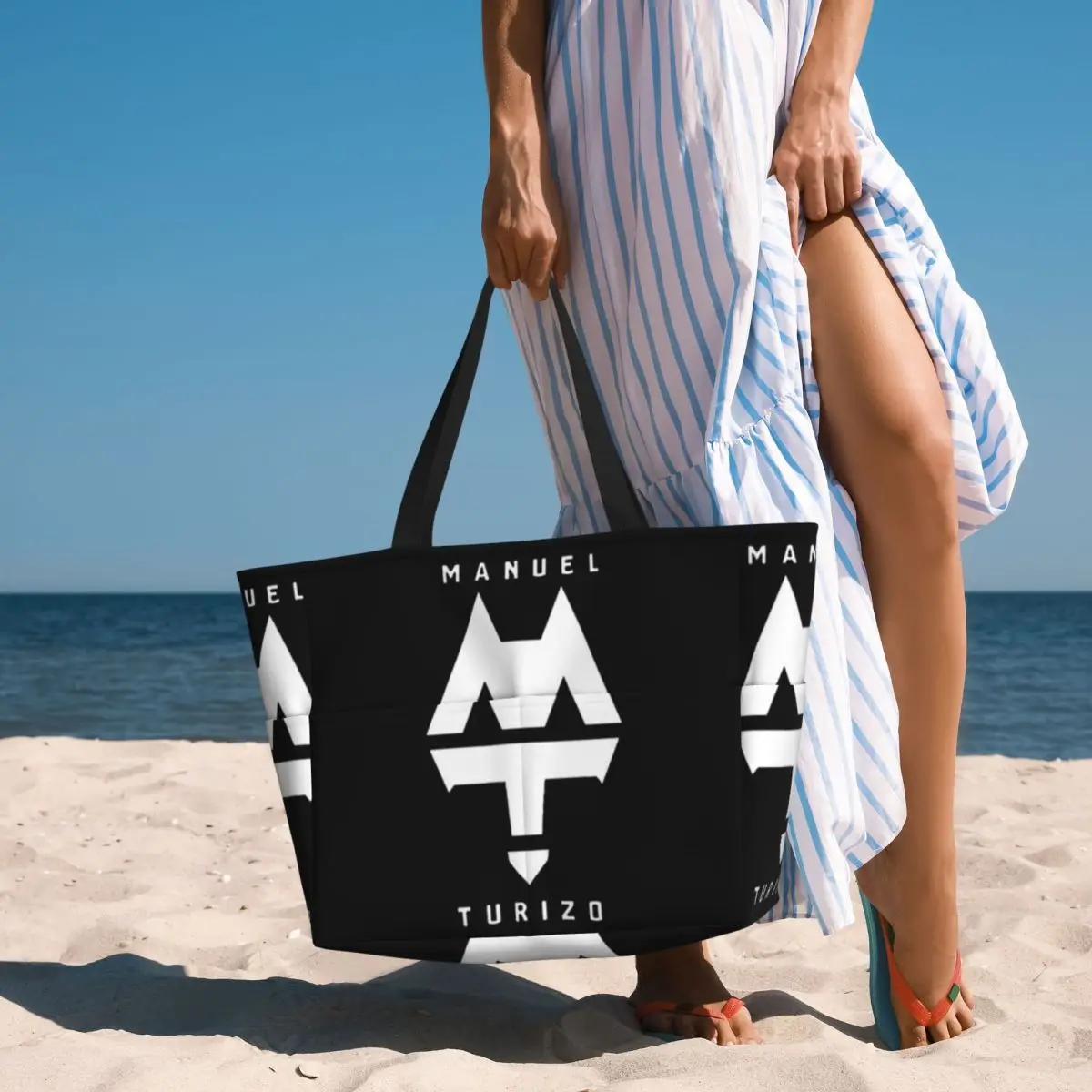 

Rapper Manuel Turizo Logo Beach Tote Bag Sport Gym Yoga Duffle Large Tote Bag Women Travel Bag Fitness bag