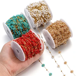 1Meter Gold Color Stainless Steel Chain Flowers Spacer Beads Chains for DIY Handmade Jewelry Bracelet Necklace Accessories