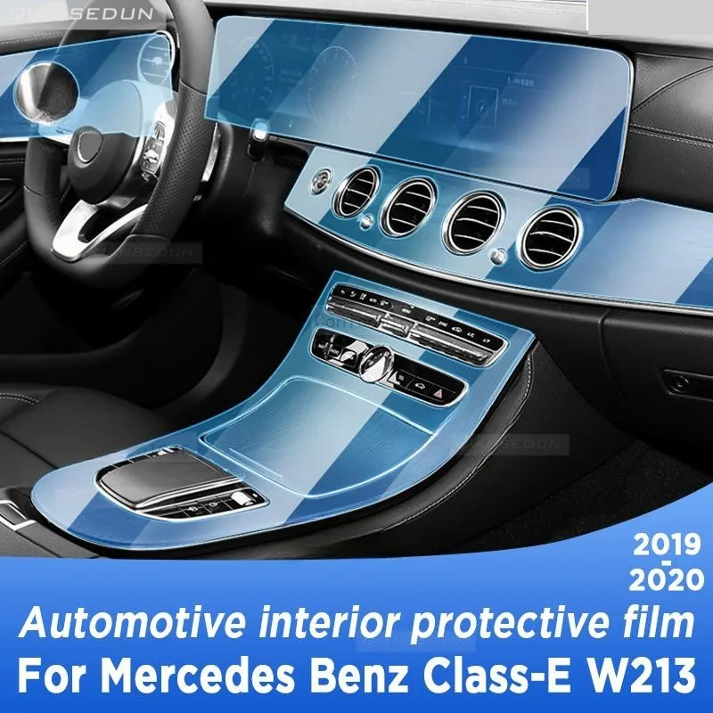 

For Mercedes Benz E Class W213 2019 2020 Car Interior Center Console Transparent TPU Protective Film Anti-scratch Sticker