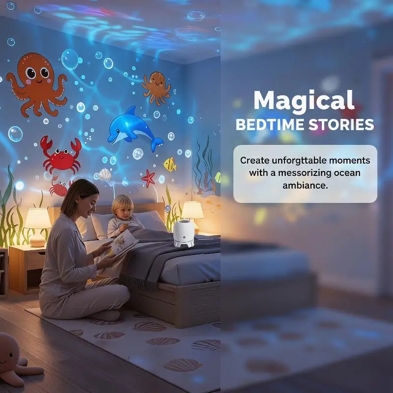 USB LED Ocean Wave Projector 360 Degree Rotatable Dynamic Water Night Light Bedroom Game Room Living Room Decor