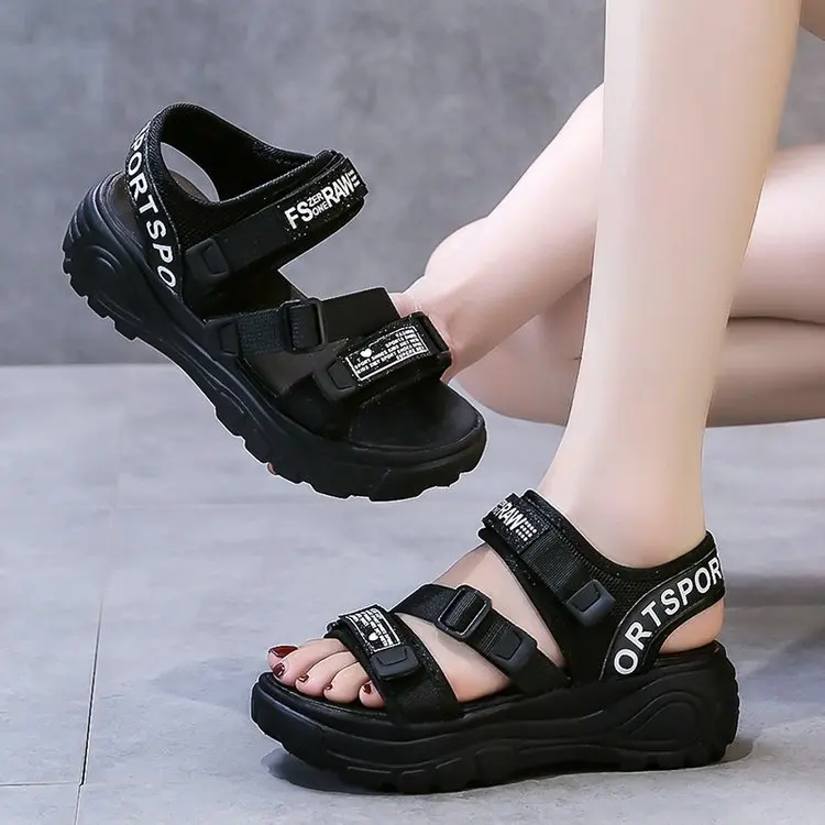 Knitted Patch Sporty Sandals for Women - Fall New Design - Fluffy Thick-Topped Casual Big-Size Sandals for Women C095