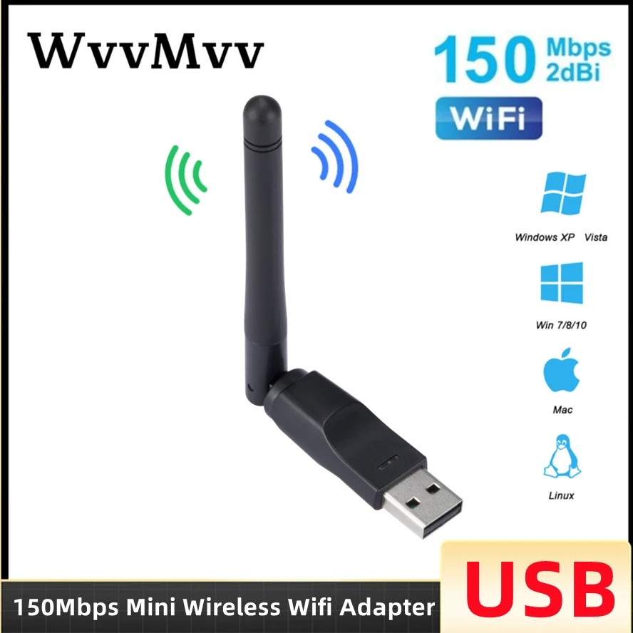 Mini tarjeta de red USB inalámbrica MT7601, adaptador WiFi LAN, receptor Wifi inalámbrico, antena Dongle 150 b/g/n para PC Windows, 802,11 Mbps