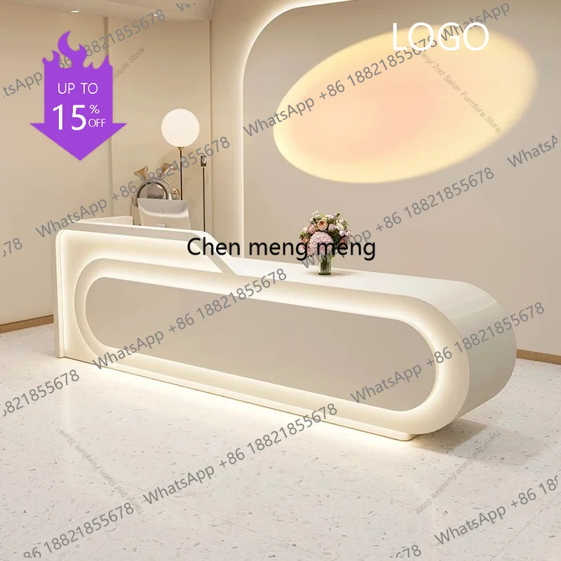 

D5556 Modern Cream-style Reception Desk Beauty Salon Yoga Studio Customer Consultation Front Desk Hotel Workbench Office Furnitu